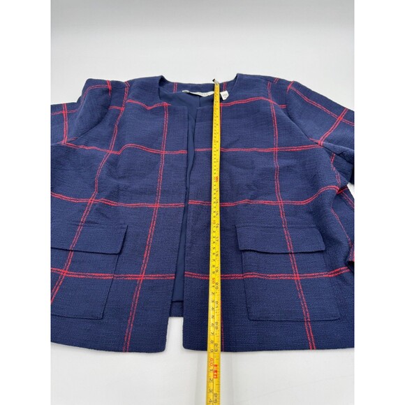 Beautiful by Lawrence Zarian Blazer Women's XL Blue Plaid Long Sleeve Open Front - Picture 7 of 14
